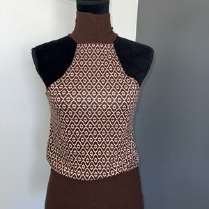 Vintage DO+BE Chocolate and Cream Knit Top